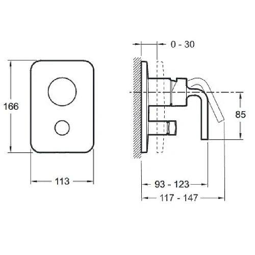 Смеситель для ванны Jacob Delafon Purist E98721-CP встраиваемый 2 выхода Смеситель для ванны Jacob Delafon Purist E98721-CP встраиваемый 2 выхода