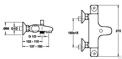 Смеситель для ванны Jacob Delafon Robust E75772-CP термостатический Смеситель для ванны Jacob Delafon Robust E75772-CP термостатический