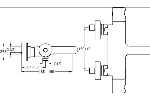Смеситель для ванны Jacob Delafon Singulier E10870-CP термостатический Смеситель для ванны Jacob Delafon Singulier E10870-CP термостатический