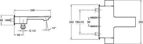 Смеситель для ванны Jacob Delafon Stance E9100-CP Смеситель для ванны Jacob Delafon Stance E9100-CP