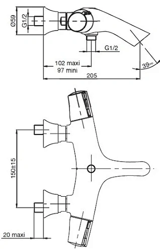Смеситель для ванны Jacob Delafon Symbol E71684-CP термостатический Смеситель для ванны Jacob Delafon Symbol E71684-CP термостатический