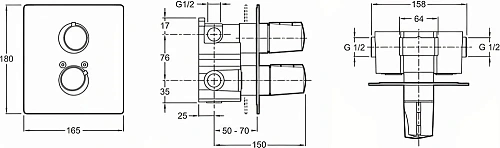 Смеситель для ванны Jacob Delafon Symbol E71688-CP с внутренней частью термостатический Смеситель для ванны Jacob Delafon Symbol E71688-CP с внутренней частью термостатический