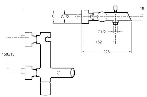 Смеситель для ванны Jacob Delafon Toobi E8963-CP Смеситель для ванны Jacob Delafon Toobi E8963-CP