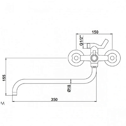 Смеситель для ванны Kaiser 11080SHAR с душем, дивертор-шаровый Смеситель для ванны Kaiser 11080SHAR с душем, дивертор-шаровый