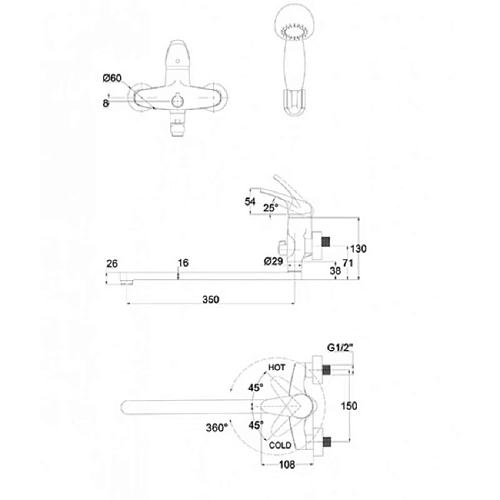 Смеситель для ванны Kaiser County 55255 Смеситель для ванны Kaiser County 55255