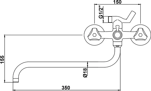 Смеситель для ванны Kaiser Delta 11090Shar 11090SHAR Смеситель для ванны Kaiser Delta 11090Shar 11090SHAR