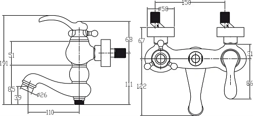Смеситель для ванны Kaiser Logo 47722-1Br бронза Смеситель для ванны Kaiser Logo 47722-1Br бронза