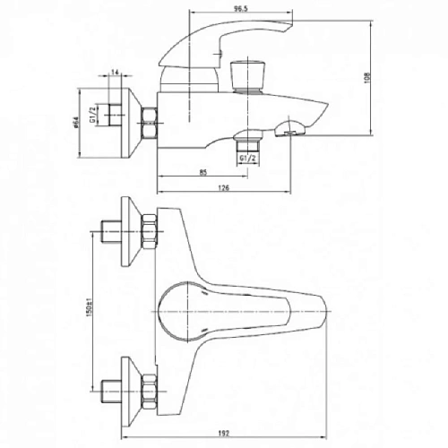 Смеситель для ванны Kaiser Nova 23022 Смеситель для ванны Kaiser Nova 23022