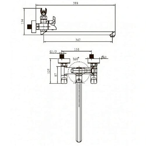 Смеситель для ванны Kaiser Saturn 42055 Смеситель для ванны Kaiser Saturn 42055
