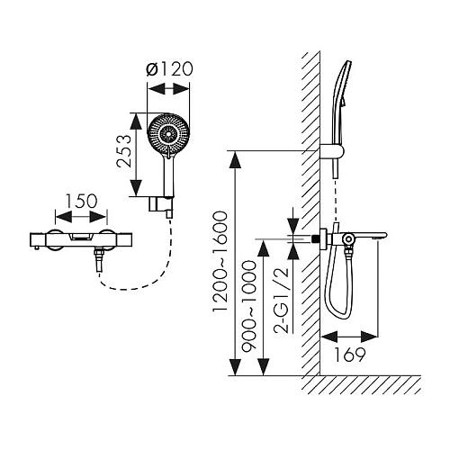 Смеситель для ванны Kaiser Serio 05322 с термостатом Хром Смеситель для ванны Kaiser Serio 05322 с термостатом Хром