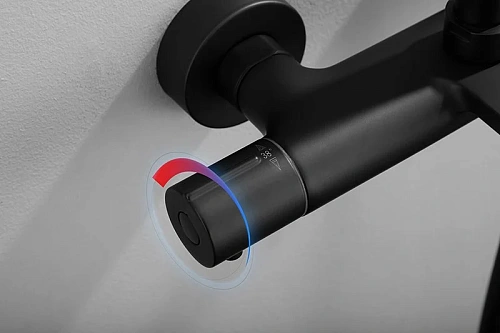 Смеситель для ванны Kaiser Serio 05322-9 с термостатом Черный матовый Смеситель для ванны Kaiser Serio 05322-9 с термостатом Черный матовый