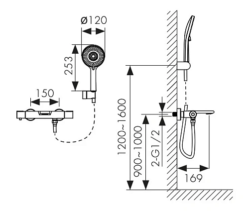 Смеситель для ванны Kaiser Serio 05322-9 с термостатом Черный матовый Смеситель для ванны Kaiser Serio 05322-9 с термостатом Черный матовый