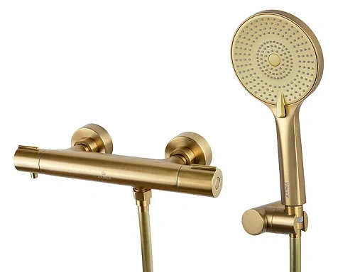 Смеситель для ванны Kaiser Serio 05377-3 с термостатом Шлифованное золото Смеситель для ванны Kaiser Serio 05377-3 с термостатом Шлифованное золото