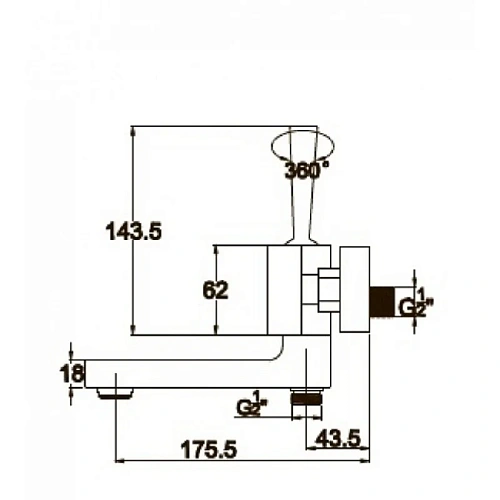 Смеситель для ванны Kaiser Vista 65122 Смеситель для ванны Kaiser Vista 65122