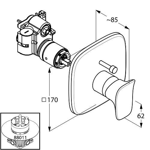 Смеситель для ванны Kludi Ambienta 536570575 скрытого монтажа Смеситель для ванны Kludi Ambienta 536570575 скрытого монтажа