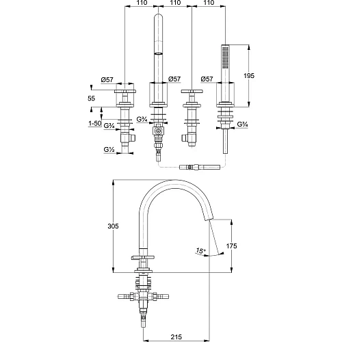 Смеситель для ванны Kludi NOVA FONTE 204250520 хром Смеситель для ванны Kludi NOVA FONTE 204250520 хром