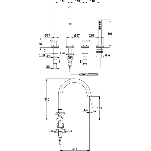 Смеситель для ванны Kludi NOVA FONTE 204250539 хром Смеситель для ванны Kludi NOVA FONTE 204250539 хром