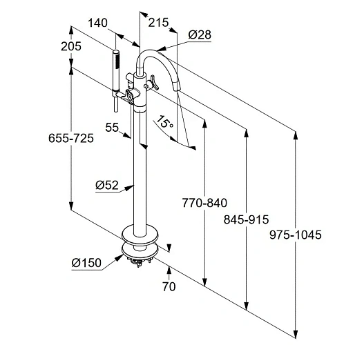 Смеситель для ванны Kludi NOVA FONTE 205900539 хром Смеситель для ванны Kludi NOVA FONTE 205900539 хром