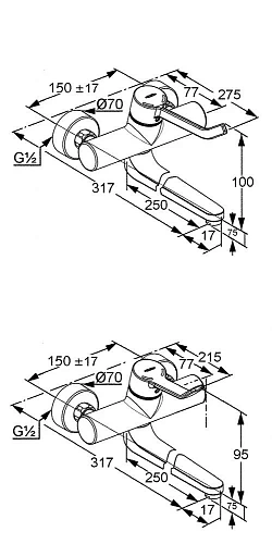 Смеситель для ванны Kludi Provita излив 300 мм 335360500 Смеситель для ванны Kludi Provita излив 300 мм 335360500