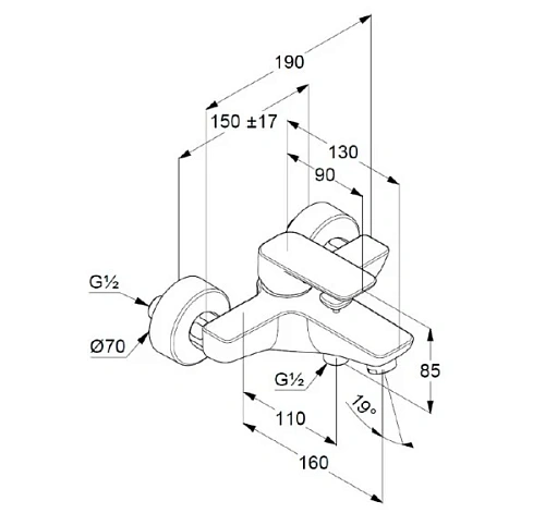 Смеситель для ванны Kludi Pure and Style 406810575 Смеситель для ванны Kludi Pure and Style 406810575