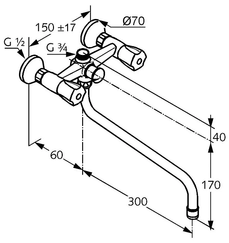 Смеситель для ванны Kludi Standard 251210515 Смеситель для ванны Kludi Standard 251210515