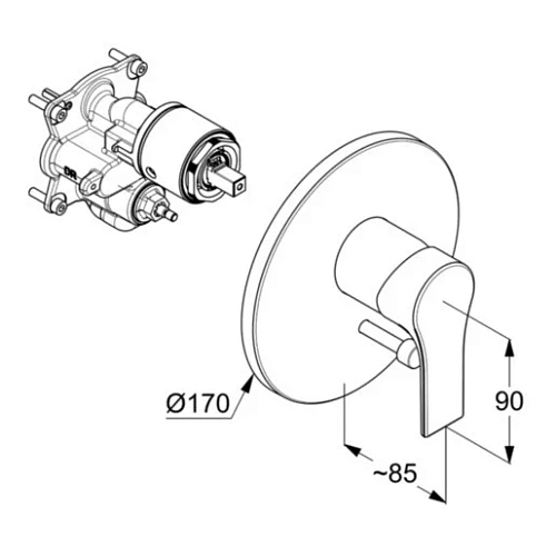 Смеситель для ванны Kludi Zenta SL 486500565 скрытого монтажа Смеситель для ванны Kludi Zenta SL 486500565 скрытого монтажа