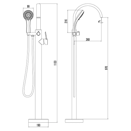 Смеситель для ванны Lemark Atlantiss LM3244C, напольный, хром Смеситель для ванны Lemark Atlantiss LM3244C, напольный, хром