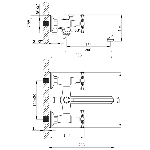 Смеситель для ванны Lemark Benefit LM2513C универсальный, хром Смеситель для ванны Lemark Benefit LM2513C универсальный, хром