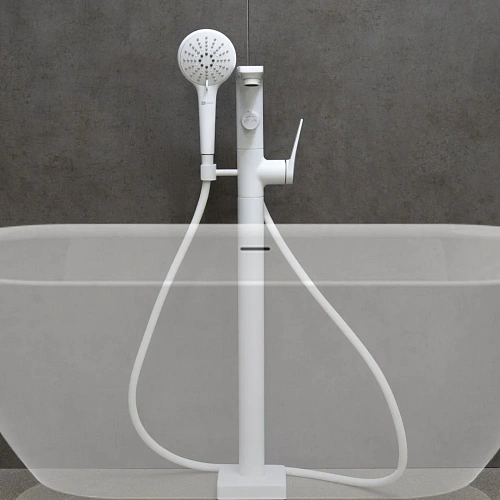 Смеситель для ванны Lemark Bronx LM3744MW напольный, белый/матовый Смеситель для ванны Lemark Bronx LM3744MW напольный, белый/матовый