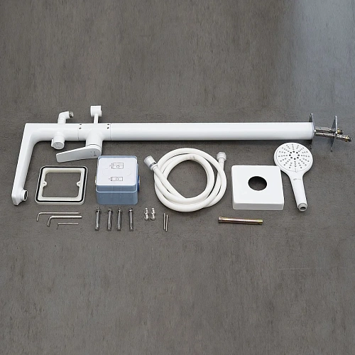 Смеситель для ванны Lemark Bronx LM3744MW напольный, белый/матовый Смеситель для ванны Lemark Bronx LM3744MW напольный, белый/матовый