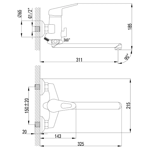 Смеситель для ванны Lemark Luna LM4112C Смеситель для ванны Lemark Luna LM4112C