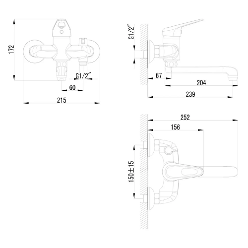 Смеситель для ванны Lemark Luna LM4114C, хром Смеситель для ванны Lemark Luna LM4114C, хром
