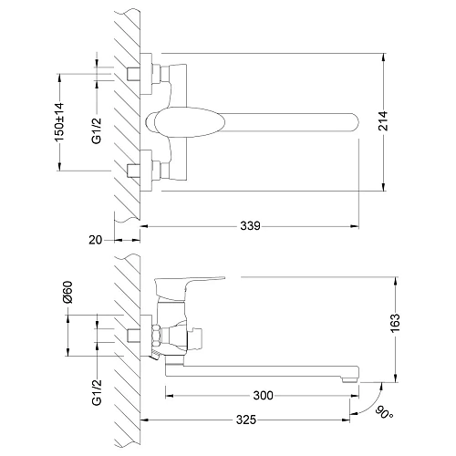 Смеситель для ванны Lemark Nero LM0251C универсальный, хром Смеситель для ванны Lemark Nero LM0251C универсальный, хром
