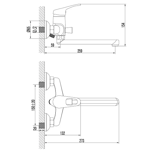 Смеситель для ванны Lemark Omega (LM3110C) Смеситель для ванны Lemark Omega (LM3110C)