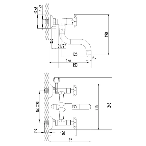 Смеситель для ванны Lemark Practica LM7512C, хром Смеситель для ванны Lemark Practica LM7512C, хром