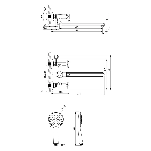 Смеситель для ванны Lemark Practica LM7541C универсальный с плоским поворотным изливом 300 мм, хром Смеситель для ванны Lemark Practica LM7541C универсальный с плоским поворотным изливом 300 мм, хром
