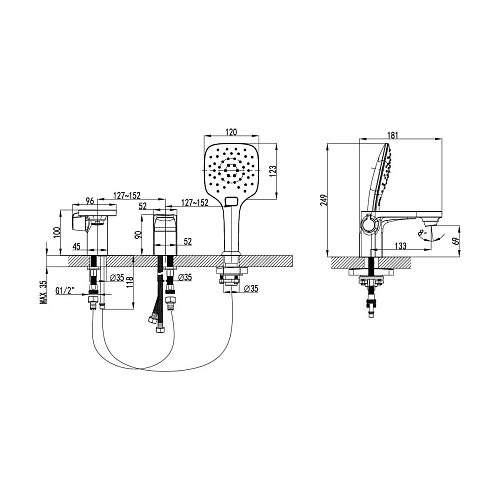 Смеситель для ванны Lemark Shift LM4347C, хром Смеситель для ванны Lemark Shift LM4347C, хром