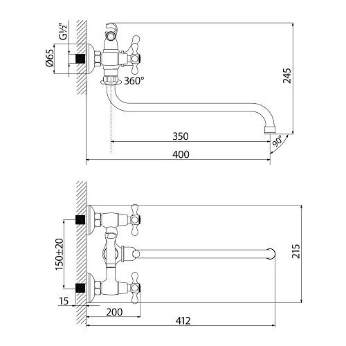Смеситель для ванны Lemark Standard LM2151C универсальный, хром Смеситель для ванны Lemark Standard LM2151C универсальный, хром