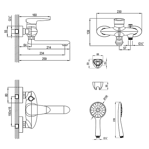 Смеситель для ванны Lemark Status LM4414C, хром Смеситель для ванны Lemark Status LM4414C, хром