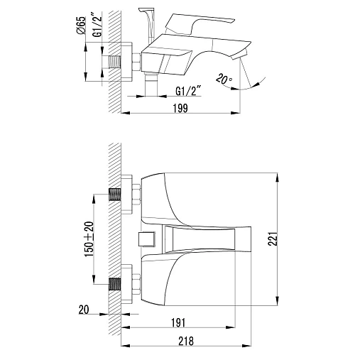 Смеситель для ванны Lemark Unit LM4502C, хром Смеситель для ванны Lemark Unit LM4502C, хром