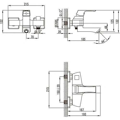 Смеситель для ванны Lemark Unit LM4514C, хром Смеситель для ванны Lemark Unit LM4514C, хром