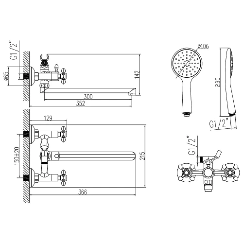 Смеситель для ванны Lemark Vista LM7651C универсальный, хром Смеситель для ванны Lemark Vista LM7651C универсальный, хром