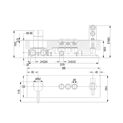 Смеситель для ванны OMNIRES Y Y1237/1GCCR хром встраиваемый Смеситель для ванны OMNIRES Y Y1237/1GCCR хром встраиваемый
