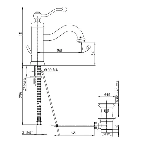 Смеситель для ванны Paini Creta 42CR119CAKM с длинным изливом без аксессуара Смеситель для ванны Paini Creta 42CR119CAKM с длинным изливом без аксессуара