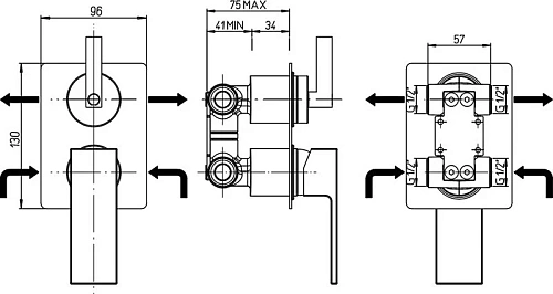 Смеситель для ванны Paini Dax-R-Dax 84CR691R встраиваемый Смеситель для ванны Paini Dax-R-Dax 84CR691R встраиваемый