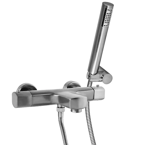 Смеситель для ванны Paini Ovo 86PA105TH с душевым гарнитуром, термостатический, сталь PVD Смеситель для ванны Paini Ovo 86PA105TH с душевым гарнитуром, термостатический, сталь PVD