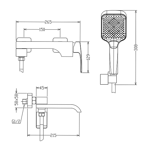 Смеситель для ванны Raglo R02.30.06, черный Смеситель для ванны Raglo R02.30.06, черный