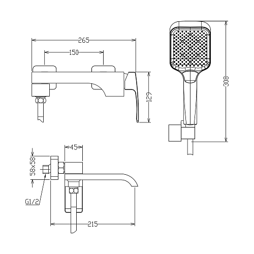 Смеситель для ванны Raglo R02.30.09, графит Смеситель для ванны Raglo R02.30.09, графит