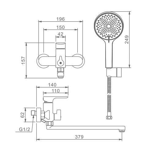 Смеситель для ванны Raglo R03.22, хром Смеситель для ванны Raglo R03.22, хром