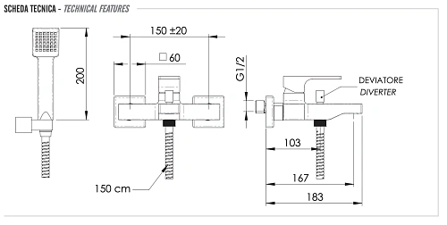 Смеситель для ванны Remer Absolute AU02BO, белый матовый Смеситель для ванны Remer Absolute AU02BO, белый матовый